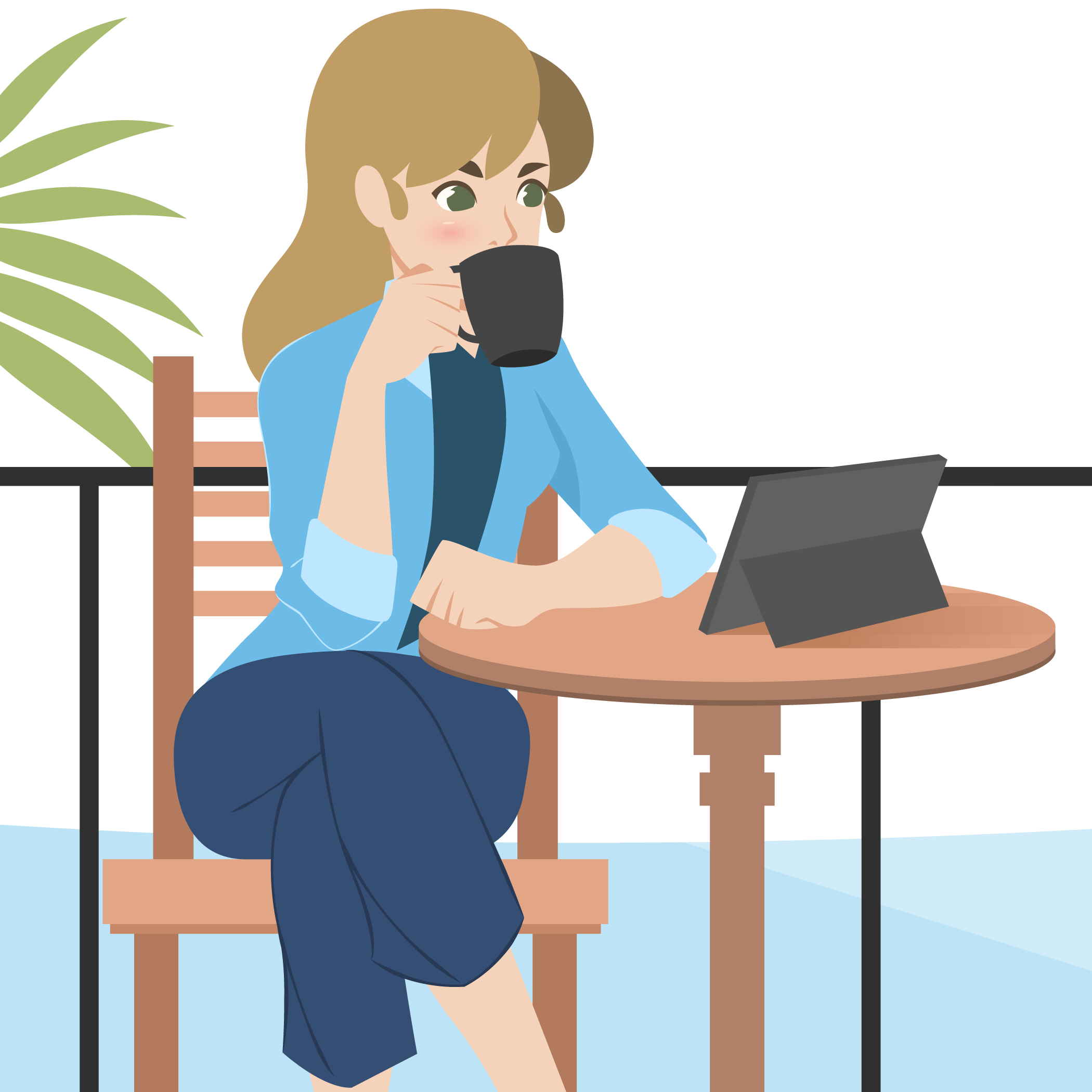 Coffee Woman Vector Starbucks Drinking Cafe Drawing PNG Image