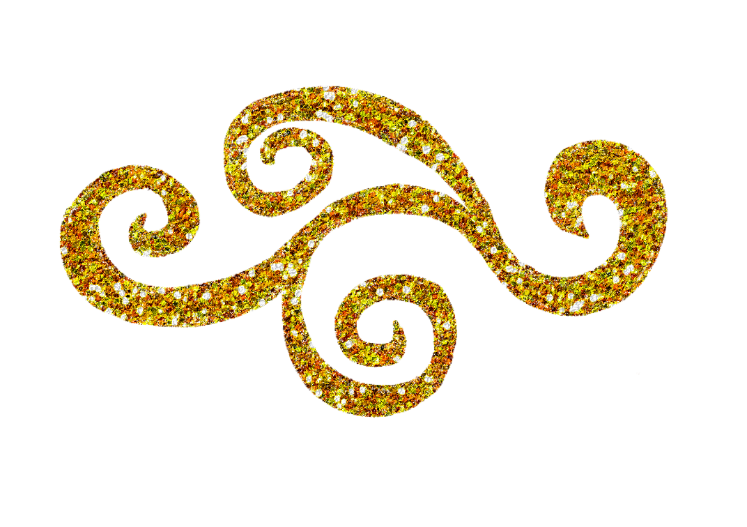 Glittery gold swirls png.