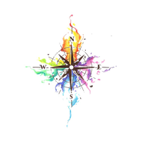 Idea Watercolor Abziehtattoo Compass Painting Cartoon PNG Image