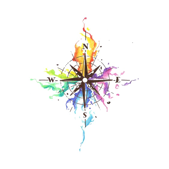 Idea Watercolor Abziehtattoo Compass Painting Cartoon PNG Image