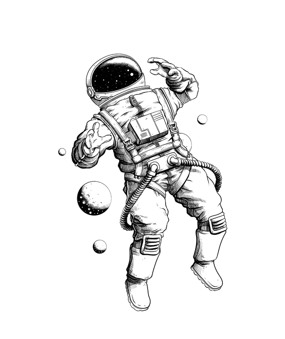 Tattoo Pencil Illustration Astronaut Drawing Hand-Painted PNG Image