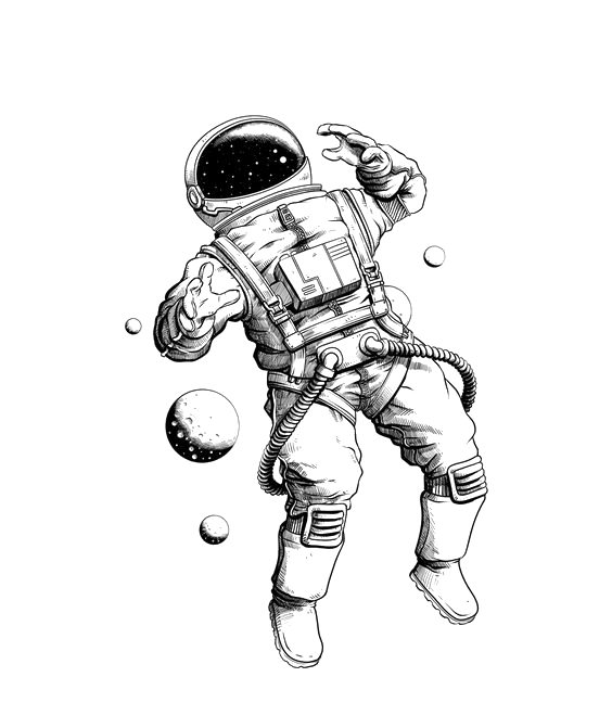 Tattoo Pencil Illustration Astronaut Drawing Hand-Painted Transparent ...