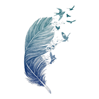 Blue Tattoo Printmaking Printing Feather Bird