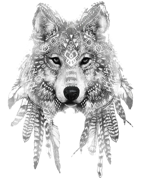 Gray Sleeve Tattoo Wolf Ink Drawing PNG Image