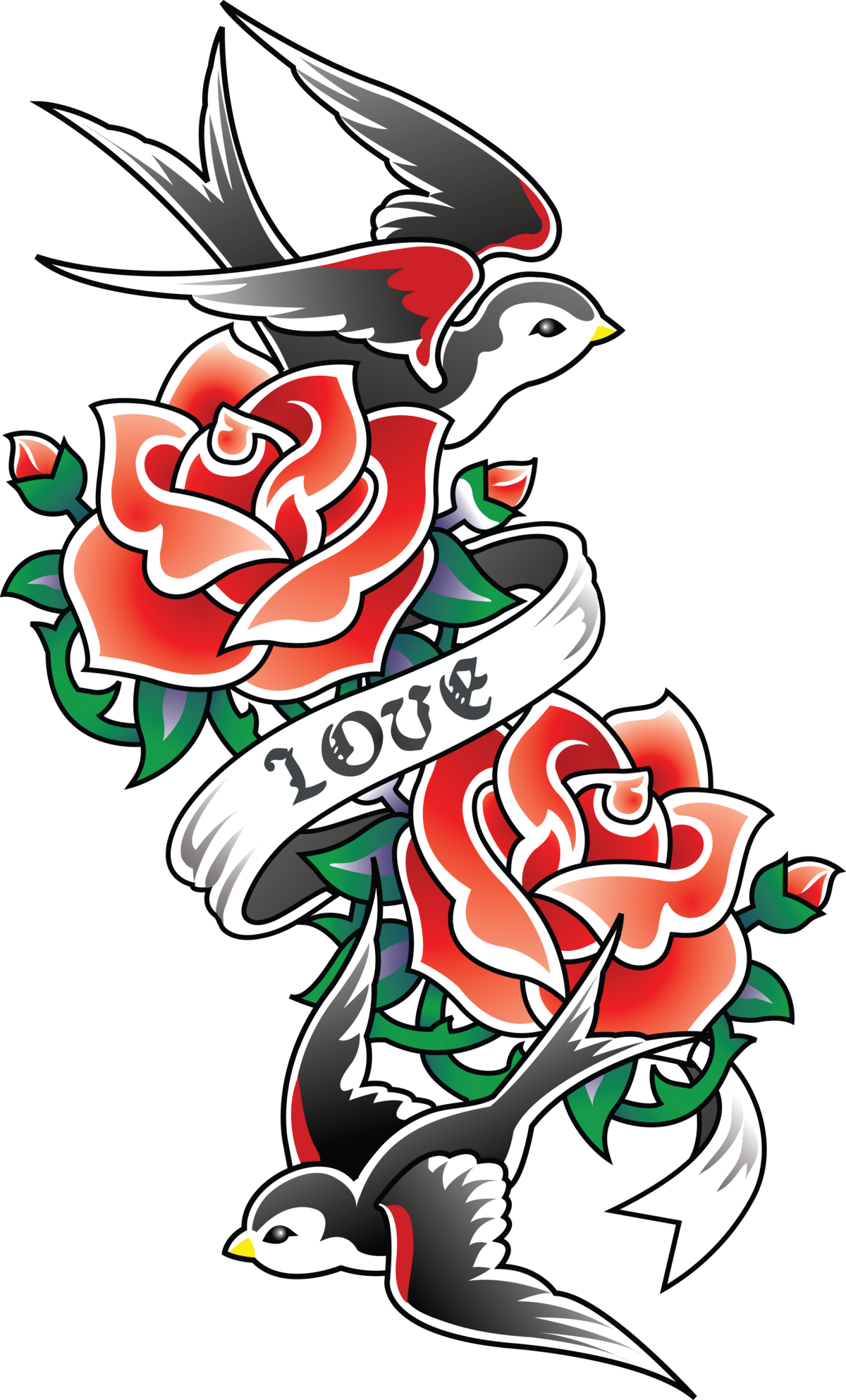 Tattoo School Old Sleeve Rose (Tattoo) Swallow PNG Image
