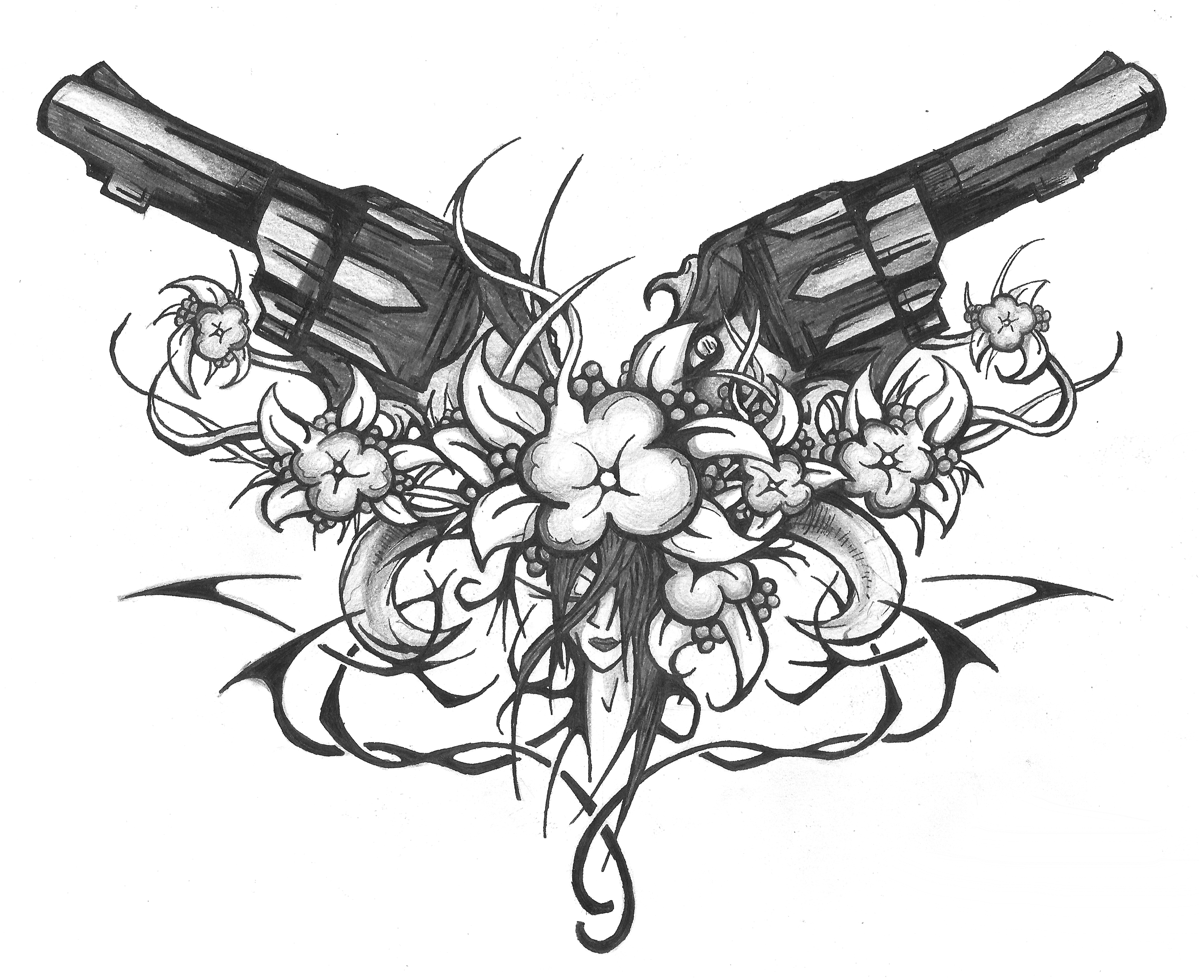 Machine Tattoo Pistol Firearm Sleeve Download HQ PNG PNG Image