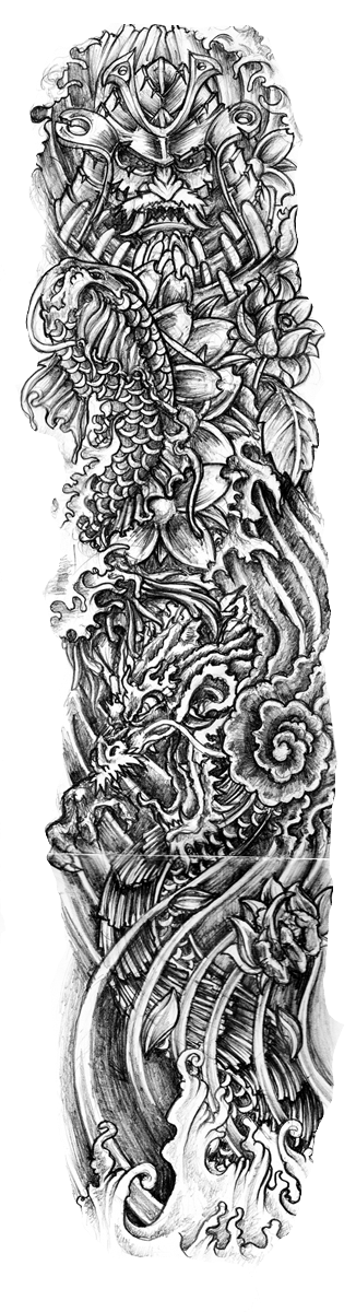 Irezumi Tattoo Design Drawing Sleeve PNG Free Photo PNG Image