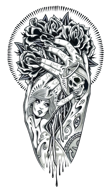 Tattoo Art Illustration Hand Renderings Drawing PNG Image