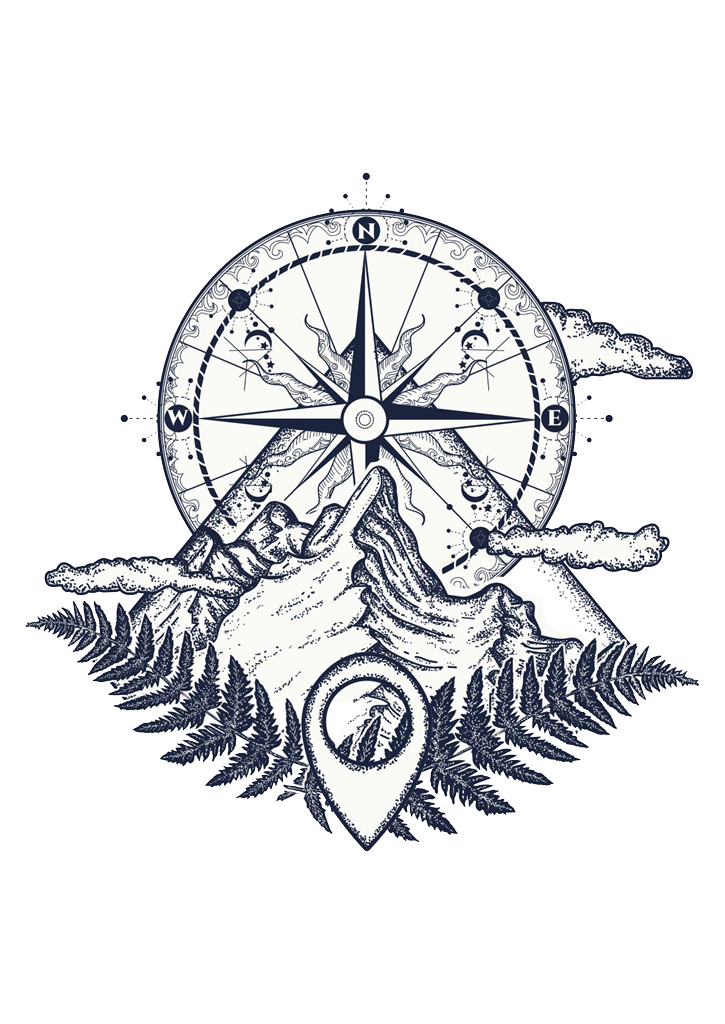 Tattoo Mountain Compass Sketch Artist PNG File HD PNG Image