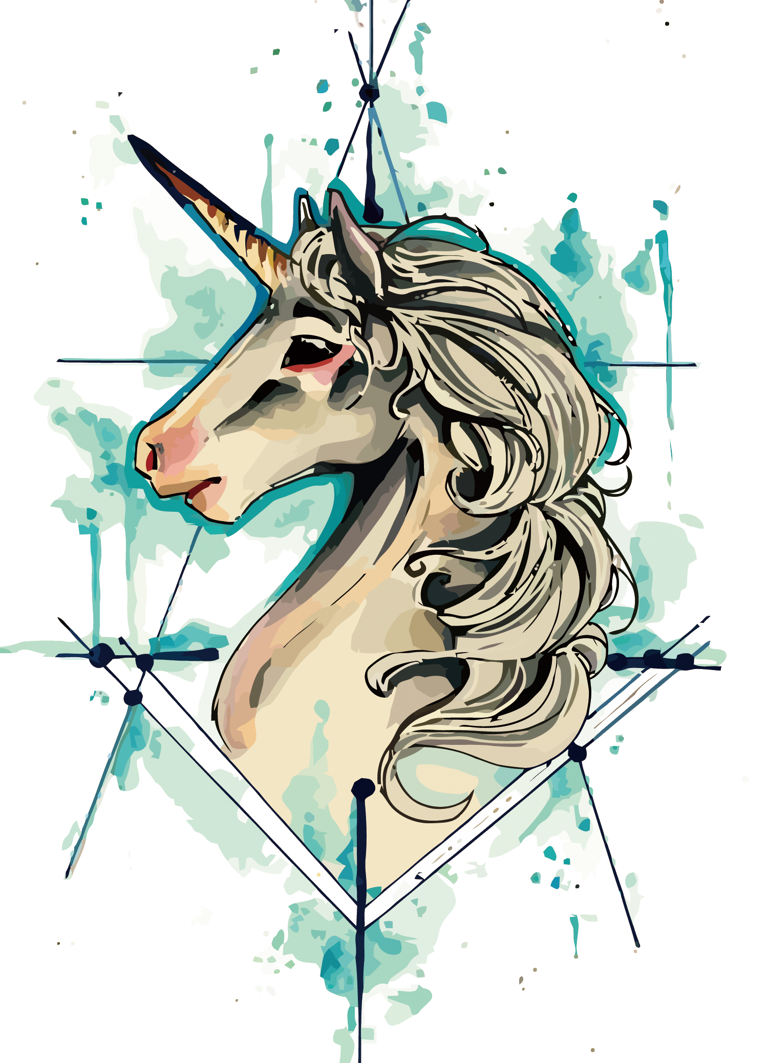 Tattoo Flash Vector Iphone Unicorn Drawing PNG Image