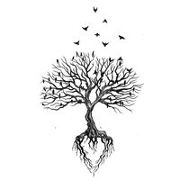 Heart Withered Tattoo Crow Tree Flies Root PNG Image