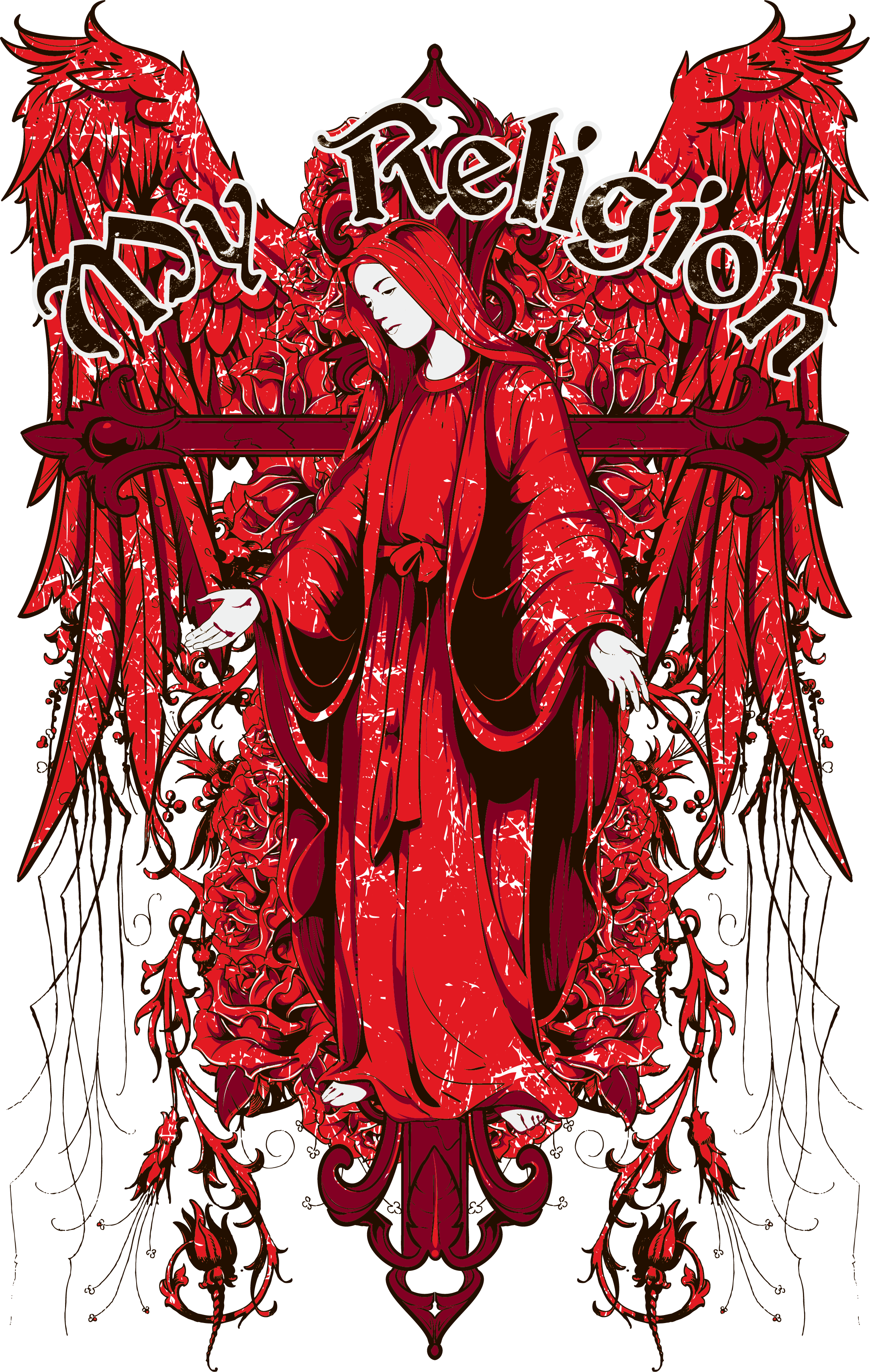 Long-Sleeved On Cross Jesus T-Shirt Printed Print PNG Image