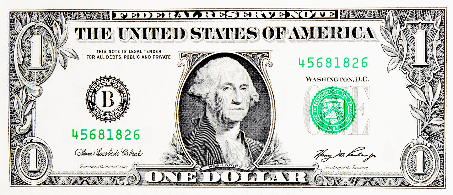 Five-Dollar United Banknote Bill Dollar One-Dollar States PNG Image
