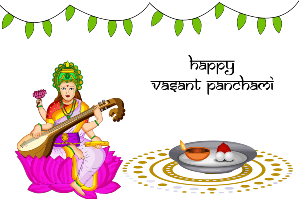 Vasant Panchami Cartoon Indian Musical Instruments For Happy Gifts PNG Image
