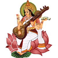 Vasant Panchami Cartoon Veena String Instrument For Happy Fireworks PNG Image