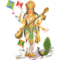 Vasant Panchami Cartoon Costume Design Mythology For Happy Decoration PNG Image