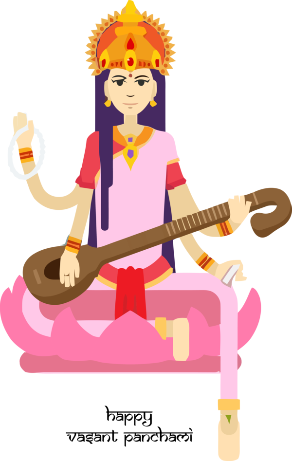 Vasant Panchami Cartoon Musical Instrument Indian Instruments For Happy Carol PNG Image