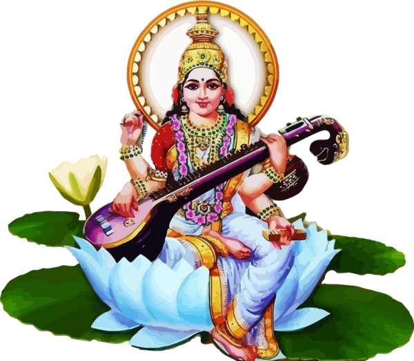 Vasant Panchami Veena Saraswati Rudra For Happy Greeting Cards Transparent PNG Image