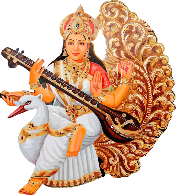 Vasant Panchami String Instrument Musical Saraswati Veena For Happy Around The World PNG Image