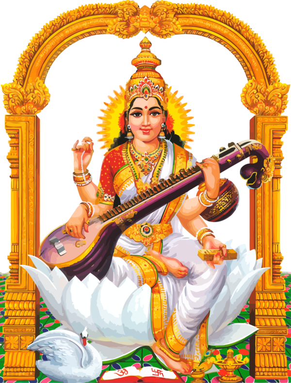 Vasant Panchami Veena Saraswati String Instrument For Happy Eve Party 2020 PNG Image