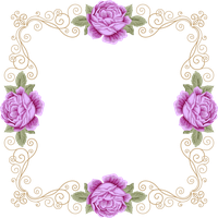 Flower Garden Purple Frame Violet Roses Invitation PNG Image