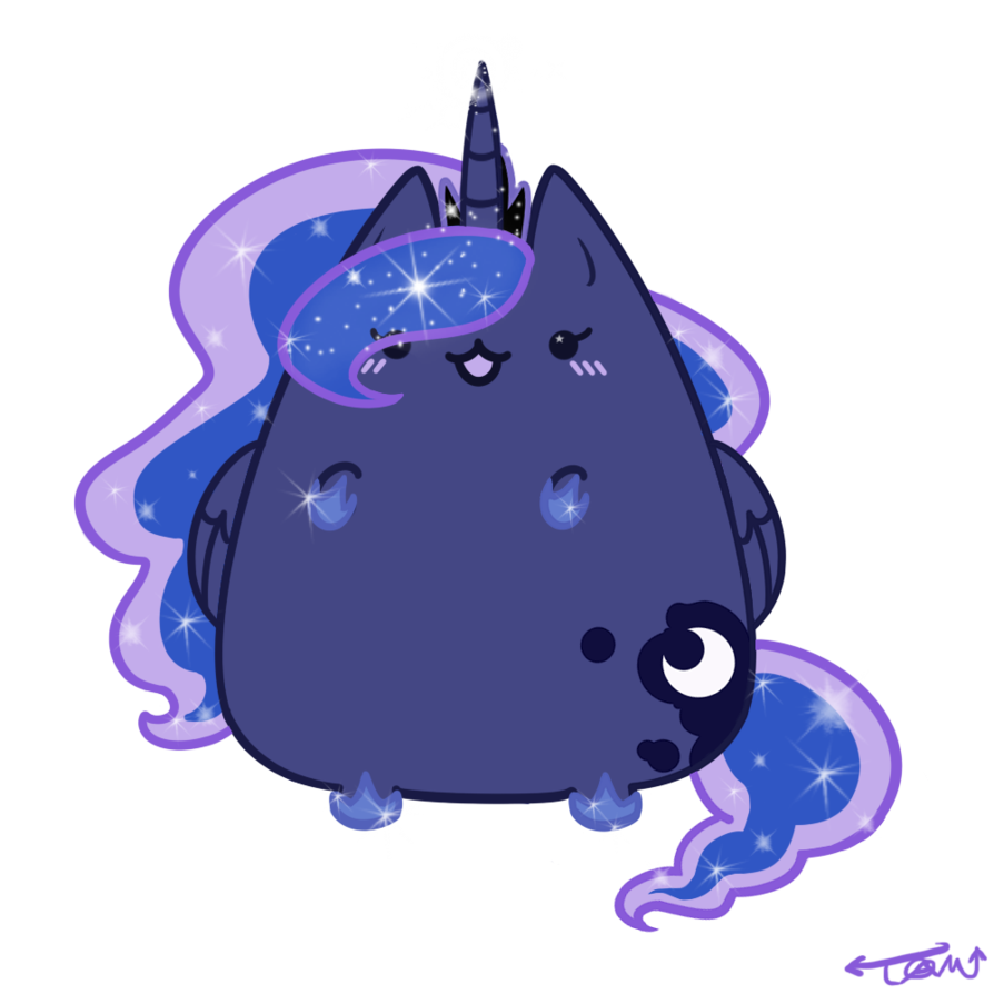 Blue Pony Electric Purple Pusheen Cat PNG Image