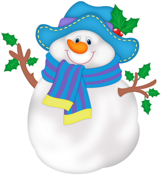 Snowman Blue With Hat Free Frame PNG Image